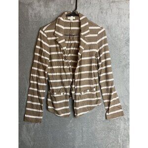 Caslon Womens Small Beige Striped Cardigan